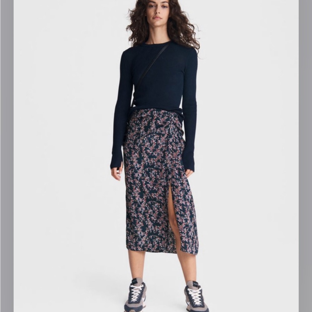 Rag & Bone Amber Floral Midi Skirt Purple Multi
